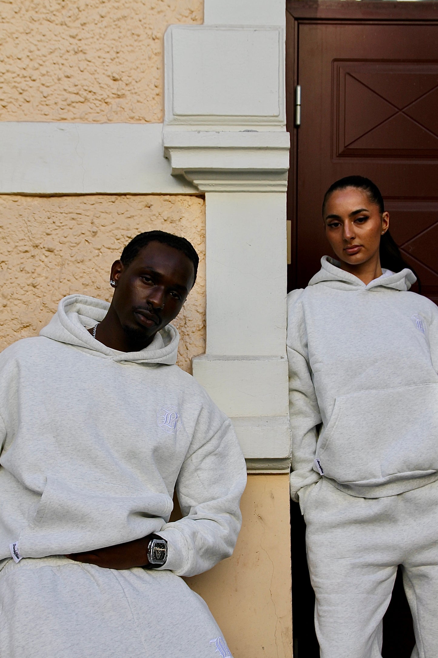 BoR tracksuit Embroidered Hoodie GREY